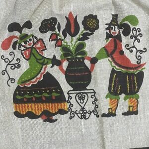 Vintage Apron Linen Pennsylvania Dutch‎ Folk Ceramics Kitchy Linen Cottagecore